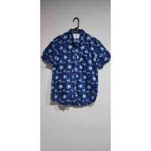 MBX Premium Goods Buttoned Down Hawaiian Shirt - Blue (Flowers) XL